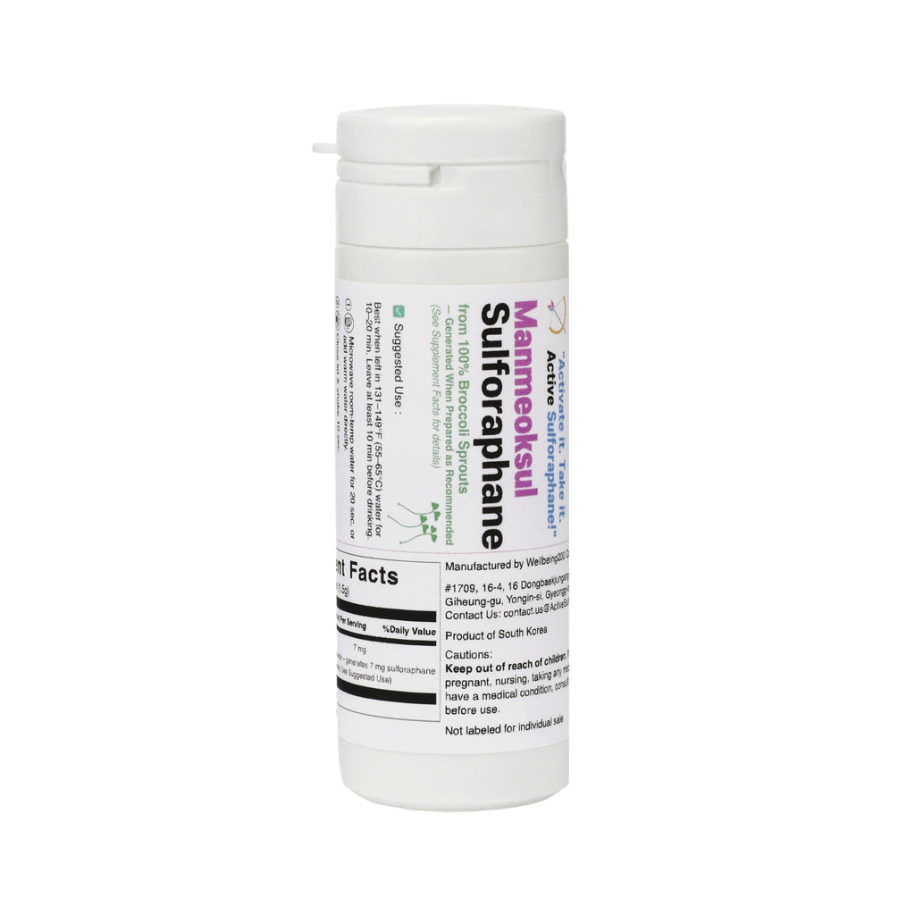 Manmeoksul Sulforaphane individual container label and supplement facts