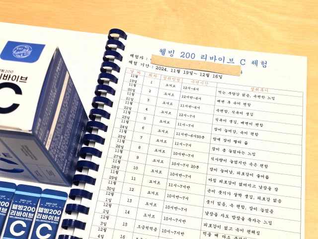 리바이브 C 체험자가 작성한 첫 4주 섭취일지